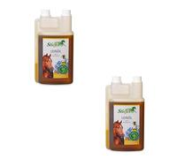 Stiefel Lot de 2 x 1 litre d'huile de lin - Complément alimentaire pour chevaux - Peut avoir un effet positif sur la peau et le pelage et peut contribuer à une digestion saine