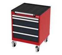 STIER Armoire à tiroirs mobile STIER, avec 4 tiroirs, lxPxH 600x575x790 mm, rouge/gris anthracite Quantité:1