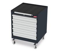 STIER Armoire à tiroirs mobile STIER avec 5 tiroirs lxPxH 600x575x790 mm Quantité:1