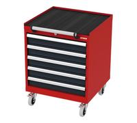STIER Armoire à tiroirs mobile STIER, avec 5 tiroirs, lxPxH 600x575x790 mm, rouge/gris anthracite Quantité:1