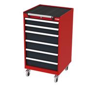 STIER Armoire à tiroirs mobile STIER, avec 6 tiroirs, lxPxH 600x575x1 090 mm, rouge/gris anthracite Quantité:1