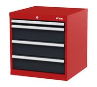 STIER Armoire à tiroirs STIER, avec 4 tiroirs, lxPxH 600x575x620 mm, rouge/gris anthracite Quantité:1