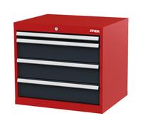 STIER Armoire à tiroirs STIER, avec 4 tiroirs, lxPxH 700x575x620 mm, rouge/gris anthracite Quantité:1