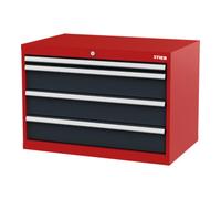 STIER Armoire à tiroirs STIER, avec 4 tiroirs, lxPxH 900x575x620 mm, rouge/gris anthracite Quantité:1