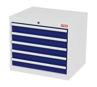 STIER Armoire à tiroirs STIER, avec 5 tiroirs, lxPxH 700x575x620 mm, gris clair/bleu gentiane Quantité:1