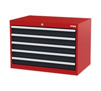 STIER Armoire à tiroirs STIER, avec 5 tiroirs, lxPxH 900x575x620 mm, rouge/gris anthracite Quantité:1