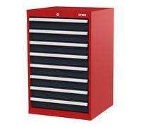STIER Armoire à tiroirs STIER, avec 8 tiroirs, lxPxH 600x575x920 mm, rouge/gris anthracite Quantité:1