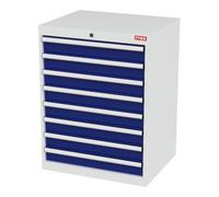 STIER Armoire à tiroirs STIER, avec 8 tiroirs, lxPxH 700x575x920 mm, gris clair/bleu gentiane Quantité:1