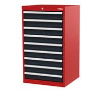 STIER Armoire à tiroirs STIER, avec 9 tiroirs, lxPxH 600x575x1020 mm, rouge/gris anthracite Quantité:1