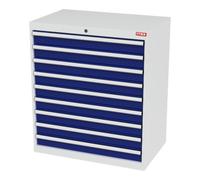 STIER Armoire à tiroirs STIER avec 9 tiroirs, lxPxH 900x575x1020 mm, RAL 7035 / RAL 5010 Quantité:1