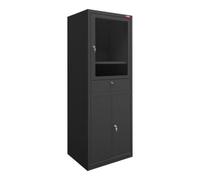 STIER Armoire d'ordinateur avec tiroir et portes STIER 1750x650x350 mm, noire Quantité:1