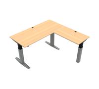 STIER Bureau d'angle à réglage en hauteur électrique STIER 501-23 180x180 cm, mélaminé hêtre 68-120 cm Quantité:1