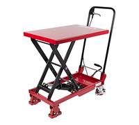 STIER Chariot à ciseaux à plate-forme élévatrice, charge max. 150 kg, plateforme 700 x 450 mm, avec poiignée repliable, table élévatrice mobile