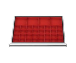 STIER Compartimentage de tiroir STIER, bacs pour petites pièces, BLH 100 mm, dimensions intérieures 600x450 mm, 32 KTK 75x75 mm Quantité:1