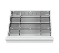 STIER Compartimentage de tiroir STIER, séparations en métal, BLH 100/125 mm, dimensions intérieures 500x450 mm, 12 casiers, 6 x TW 125 Quantité:1