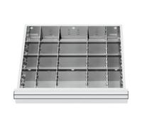 STIER Compartimentage de tiroir STIER, séparations en métal, BLH 100/125 mm, dimensions intérieures 500x450 mm, 20 casiers, 6 x TW 75 Quantité:1