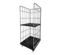 STIER Conteneur roulant STIER 3 parois, galvanisé, 2 plateaux en plastique, LxlxH 815x724x1 830 mm Quantité:1