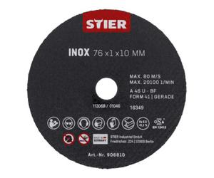 STIER Disque à tronçonner STIER 76 x 1 x 10 droit, inox/acier inoxydable Quantité:10