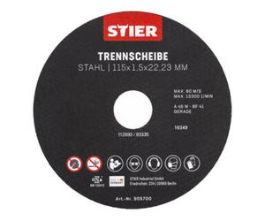 STIER Disques à tronçonner STIER, acier, 115 x 1,5 x 22,23, forme 41, droits, 25 pièces Quantité:25