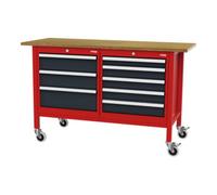 STIER établi bureau mobile STIER avec 8 tiroirs, lxPxH 1 500x600x960 mm, RAL 3020 / RAL 7016 Quantité:1