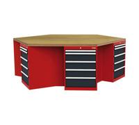 STIER établi hexagonal STIER, lxPxH 2 500x2 165x860 mm, rouge/gris anthracite Quantité:1