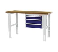 STIER établi réglable en hauteur STIER avec 1 tiroir de 100 mm et 2 tiroirs de 150 mm, lxPxH 1 500x600x760-1 060 mm, RAL 7035 / RAL 5010 Quantité:1