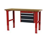 STIER établi réglable en hauteur STIER avec 1 tiroir de 100 mm et 2 tiroirs de 150 mm, lxPxH 1 500x600x760-1 060 mm, RAL 3020 / RAL 7016 Quantité:1