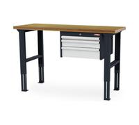 STIER établi réglable en hauteur STIER avec 1 tiroir de 50 mm, 1 tiroir de 100 mm et 1 tiroir de 150 mm, lxPxH 1 500x600x760-1 060 mm, RAL 7016 / RAL 7035 Quantité:1