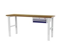 STIER établi réglable en hauteur STIER avec 1 tiroir de 50 mm et 1 tiroir de 100 mm, lxPxH 2 000x600x760-1 060 mm, RAL 7035 / RAL 5010 Quantité:1