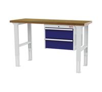 STIER établi réglable en hauteur STIER avec 2 tiroirs de 200 mm, lxPxH 1 500x600x760-1 060 mm, RAL 7035 / RAL 5010 Quantité:1