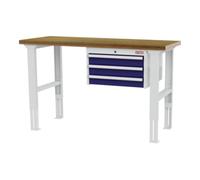 STIER établi réglable en hauteur STIER avec 3 tiroirs de 100 mm, lxPxH 1 500x600x760-1 060 mm, RAL 7035 / RAL 5010 Quantité:1