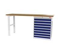 STIER établi STIER 2 000x600x860 mm, avec 1 caisson d'armoire de 700 mm de large, RAL 7035 / RAL 5010 Quantité:1