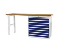 STIER établi STIER 2 000x600x860 mm, avec 1 caisson d'armoire de 900 mm de large, RAL 7035 / RAL 5010 Quantité:1