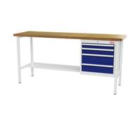 STIER établi STIER avec 4 tiroirs, lxPxH 2 000x600x960 mm, RAL 7035 / RAL 5010 Quantité:1