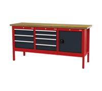 STIER établi STIER avec 7 tiroirs et 1 porte, lxPxH 2 000x600x960 mm, RAL 3020 / RAL 7016 Quantité:1