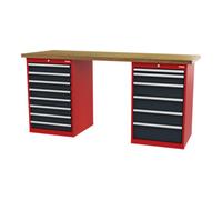 STIER établi STIER, lxPxH 2 000x600x960 mm, avec 2 caissons d'armoire de 600 mm de large, RAL 3020 / RAL 7016 Quantité:1