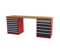 STIER établi STIER, lxPxH 2 500x600x1 060 mm, avec 2 caissons d'armoire de 700 mm de large, RAL 3020 / RAL 7016 Quantité:1