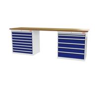 STIER établi STIER, lxPxH 2 500x600x960 mm, avec 2 caissons d'armoire de 900 mm de large, RAL 7035 / RAL 5010 Quantité:1