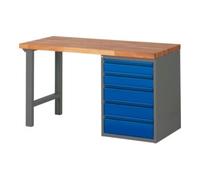 STIER Etabli STIER Premium avec 5 tiroirs, lxPxH 1 500x700x840 mm, anthracite métallisé / RAL 5010 Quantité:1