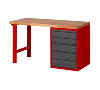 STIER Etabli STIER Premium avec 5 tiroirs, lxPxH 1 500x700x890 mm, RAL 3000 / anthracite métallisé Quantité:1