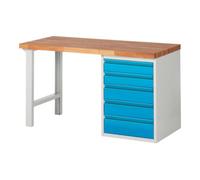 STIER Etabli STIER Premium avec 5 tiroirs, lxPxH 1 500x700x890 mm, RAL 7035 / RAL 5012 Quantité:1