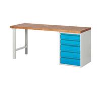 STIER Etabli STIER Premium avec 5 tiroirs, lxPxH 2 000x700x840 mm, RAL 7035 / RAL 5012 Quantité:1