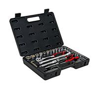 STIER Jeu de 54 clés à douilles 1/4'' + 1/2'', douilles hexagonales de 5-27mm, Phillips, Torx, jeu de douilles