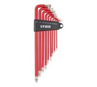 Jeu de clés mâles coudées Torx STIER, 9 pièces, avec toutes les dimensions courantes de TX 10 à 50, jeu de clés mâles coudées