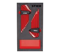 Jeu de clés mâles coudées STIER 6 pans/TX, 16 pièces, dans un plateau en mousse tendre (EVA)