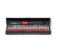 STIER Jeu de tournevis de précision 29 pièces, Vis à fente, Phillips, Pozidriv, six sans creux, Torx, Tri-Wing