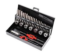 STIER Kit de filetage/kit de taraudage 32 pièces M3-M12 HSS-G, cassette en tôle d'acier selon DIN 1541, jeu de filetage, jeu de tarauds, boîte de taraudage