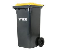 STIER Poubelle grande capacité à 2 roues STIER, 120 l, gris/jaune, lxPxH 475x550x930 mm Quantité:1