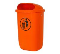 STIER Poubelle STIER avec couvercle anti-pluie, 50 l, orange, lxPxH 432x334x745 mm Quantité:1