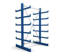 STIER Rayonnage à bras en porte-à-faux STIER, double, 1 travée avec 5 niveaux 1300x2000x500 mm, bleu gentiane Quantité:1